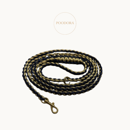 Luxury Round Leash – Royal Navy & Gold