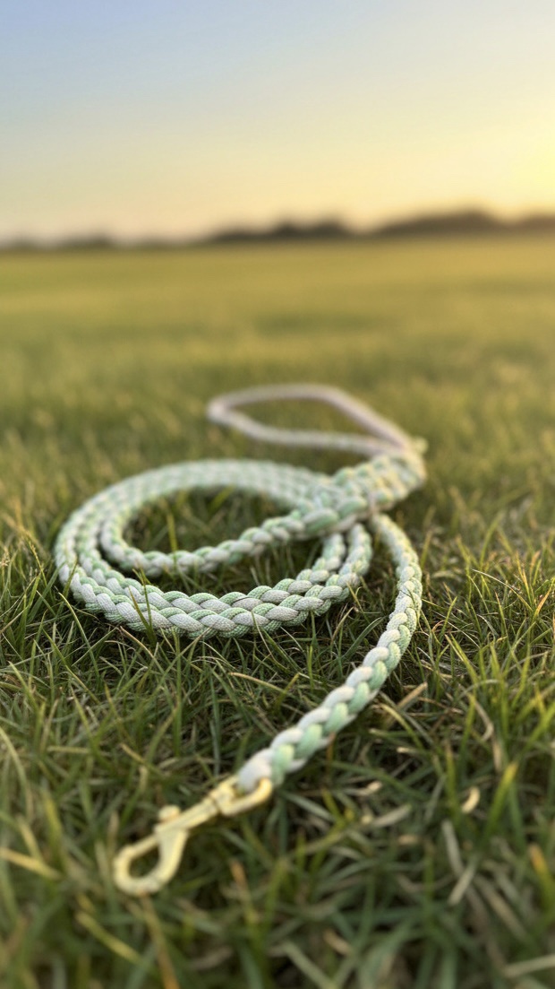 Luxury Round Leash – Mint & Cream