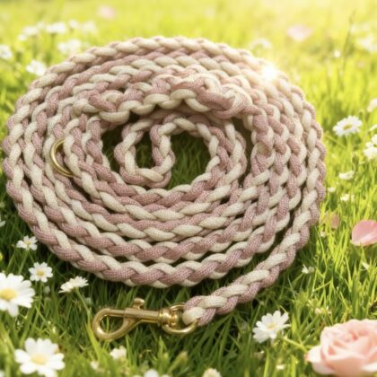 Luxury Round Leash – Dusty Rose & Vanilla