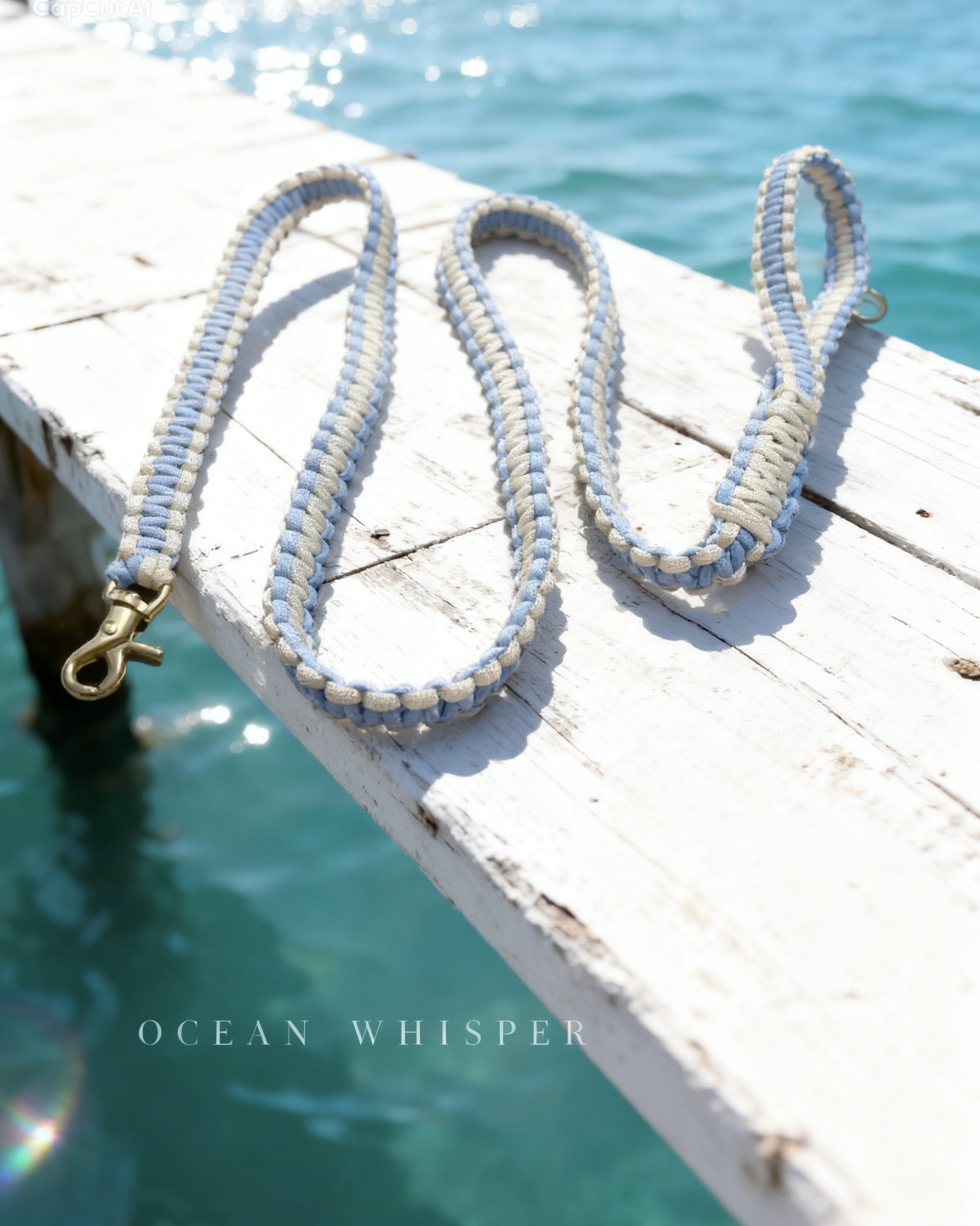 Luxury Cobra Leash – Sky Blue & Vanilla - Image 2