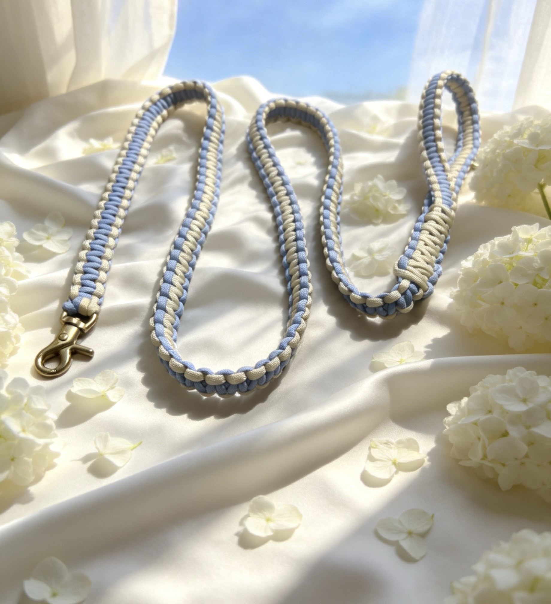 Luxury Cobra Leash – Sky Blue & Vanilla - Image 3
