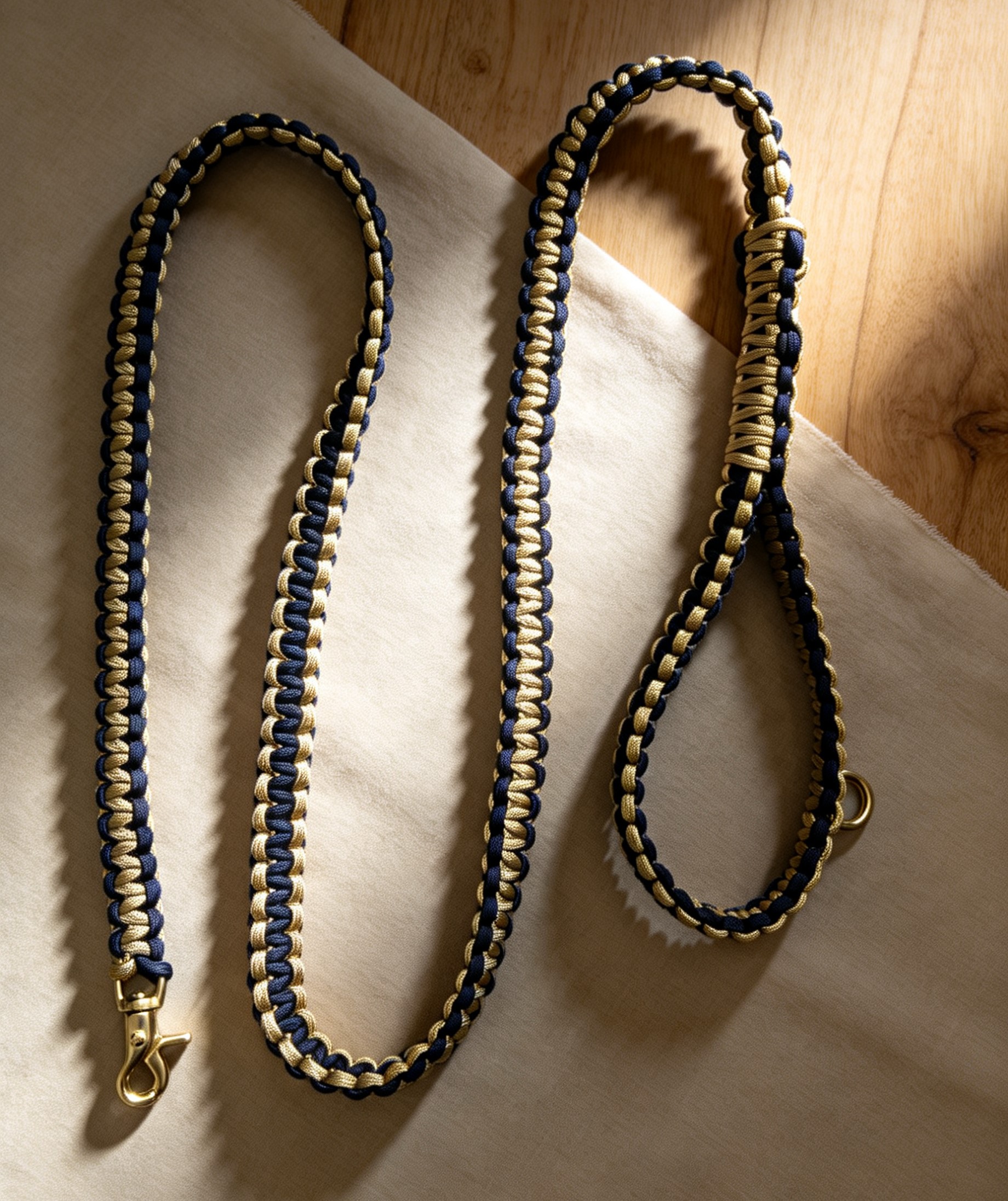 Luxury Cobra Leash – Royal Navy & Gold - Image 3