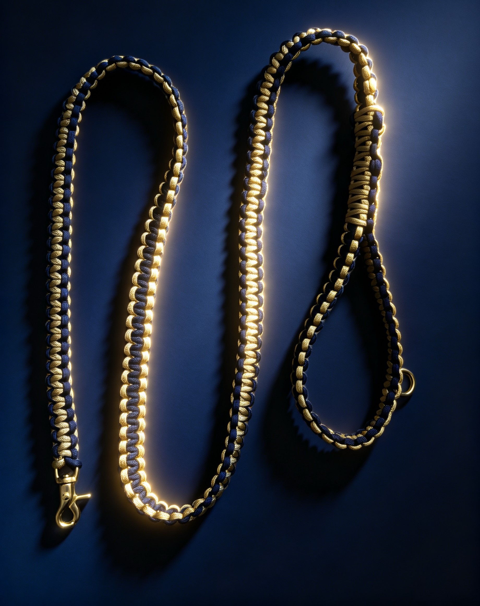 Luxury Cobra Leash – Royal Navy & Gold - Image 4
