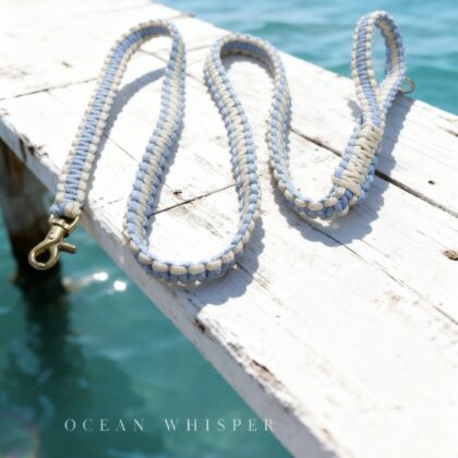 Luxury Cobra Leash – Sky Blue & Vanilla