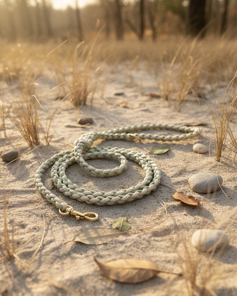 Luxury Round Leash – Mint & Cream - Image 4