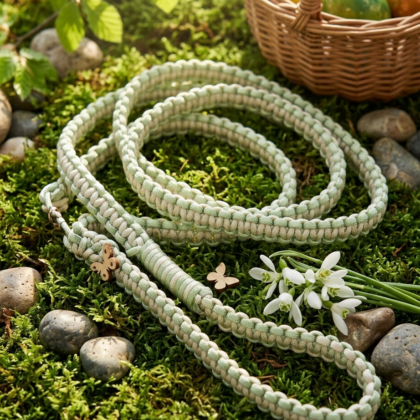 Luxury Cobra Leash – Mint & Cream
