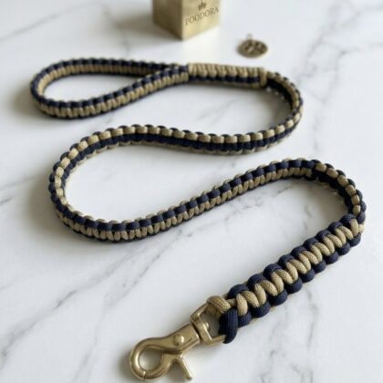 Luxury Cobra Leash – Royal Navy & Gold