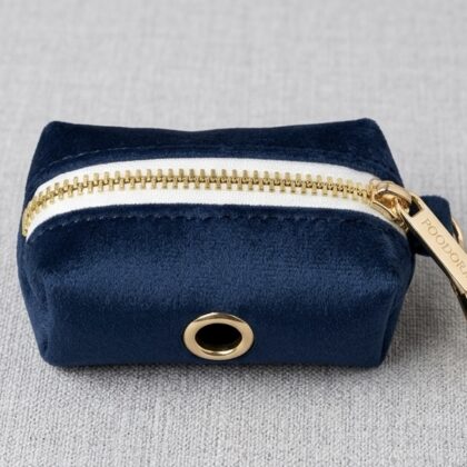 Velvet Poop Bag Holder – Navy Blue