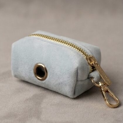 Velvet Poop Bag Holder – Sky Blue